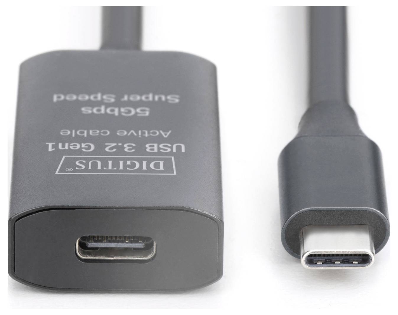 Digitus DA-73109 USB-C-kabel USB 3.2 Gen1, USB 3.2 Gen1, USB 3.0 USB-C, USB-C bus, USB-C stekker 10.00 m Zwart Actief me-1