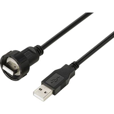 Een zwart USB-kabel met twee verschillende aansluitingen; links een mini-USB-aansluiting, rechts een standaard USB-aansluiting.