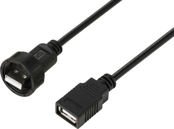 TRU COMPONENTS TC-E13T-MU2-MWA/FU2-NWA-0.5PV-S TC-13543540 USB 2.0-kabel met USB-A-stekker naar IP67-USB-A-bus, 0,5 m  Waterdichte kunststof kabel 1 stuk(s)