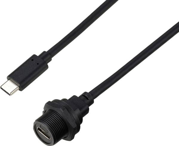 TRU COMPONENTS TC-E10T-FT3-PWF/MT3-NWA-0.5PV-S TC-13543596 USB-C 3.0-stekker naar bus IP67 (schroefdraad) kabel 0,5 m Waterdichte kunststof kabel 1 stuk(s)