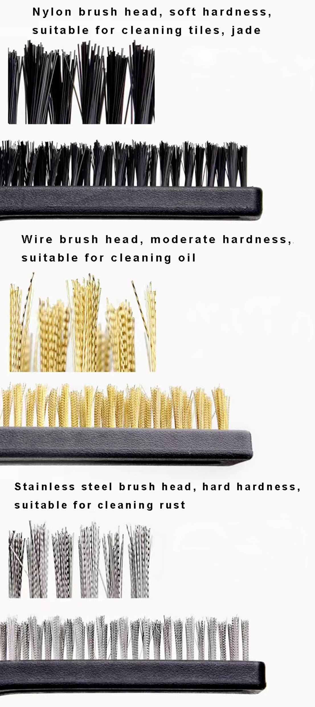 TOOLCRAFT Staalborstel RVS, Nylon, Messing 170 mm 1 set(s)-6