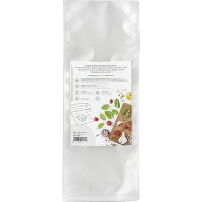 Vacuümzak-verpakking met afbeelding van verse ingrediënten en gebruiksaanwijzingen, ideaal voor het vers houden van voedingsmiddelen.