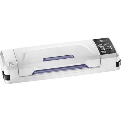 Een witte, rechthoekige laminator met een blauwe invoergleuf en zwarte bedieningsknoppen aan de rechterkant.