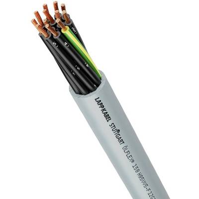 Een meeraderige kabel van LAPP met koperen geleiders en grijze mantel. Gemerkt met 'Stuttgart ÖLFLEX 15 x 1,5 mm²'.