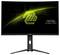 Een MSI Gaming-monitor met een gebogen scherm, zwarte rand en een geel verlicht logo in het midden van de weergave.
