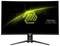 Spelmonitor met gebogen display van MSI, modelnaam 'MAG', met groen oplichtend symbool op zwarte achtergrond.