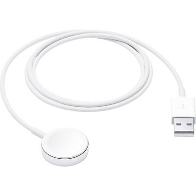 Wit, rond laadapparaat met USB-aansluiting, speciaal ontworpen voor smartwatches.