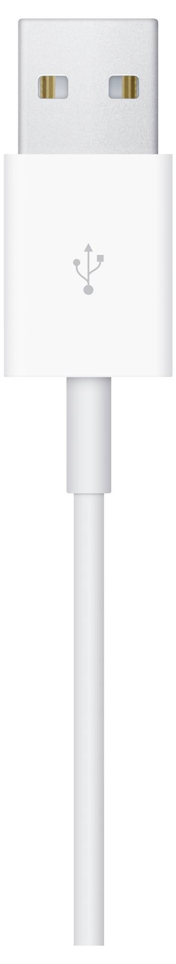 Wit USB-kabel met USB-A-stekker, vaak gebruikt voor het aansluiten en opladen van elektronische apparaten.