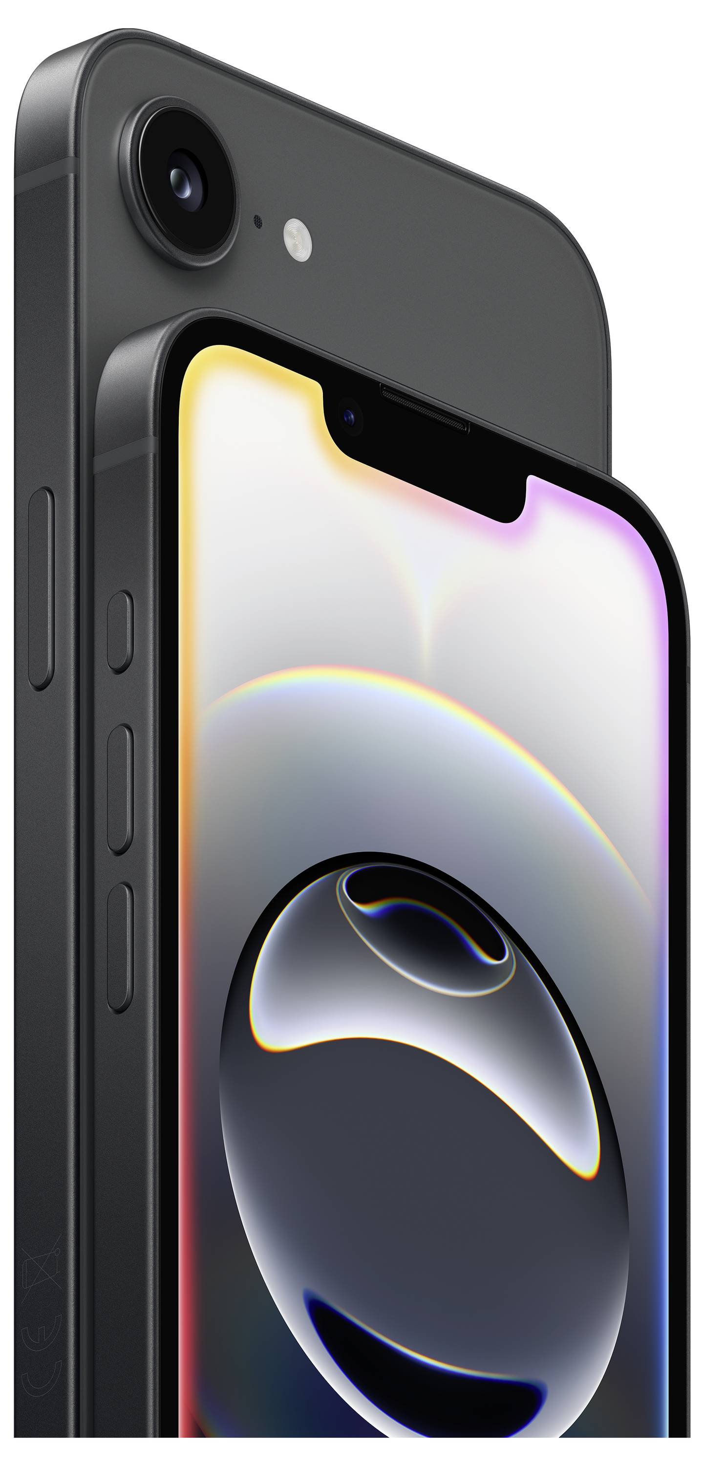 Twee zwarte smartphones met een opvallend display en camermodule. Eén toestel ligt schuin achter het andere.