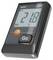 Temperatuur-datalogger met display toont '27,9 °C'. Knop met opschrift 'Go' voor bediening.