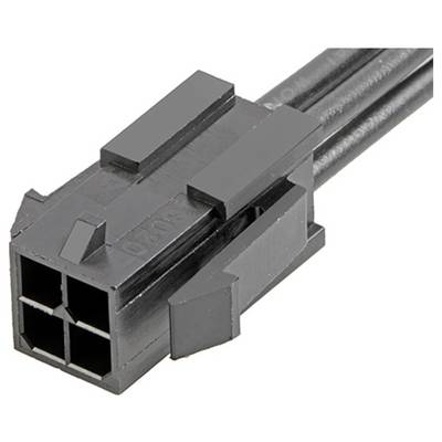 Zwarte vierdubbele stekker met kabels, een typisch onderdeel voor elektronische verbindingen in computers of andere apparaten.