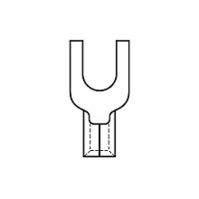 Schematisch symbool van een vorkvormige schoen met rechthoekige doorsnede, weergegeven door een Y-vormige lijn die onderaan vlak eindigt.
