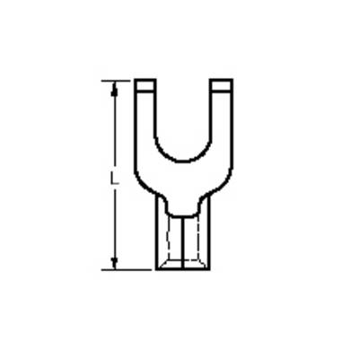 Een technische tekening toont een U-vormige component met maatvoering aan de linkerzijde. De structuur is symmetrisch en heeft onderaan een rechthoekig gedeelte.