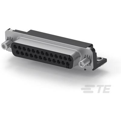 D-Sub-connector met 24 zwarte aansluitingen en een metalen behuizing, aan de zijkant twee bevestigingsbouten. Vooraanzicht, gemarkeerd met 'TE'.