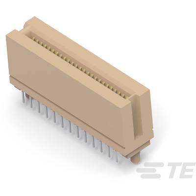 Een 3D-model van een elektrische connector met veel pinnen, gezien van opzij en licht van bovenaf.