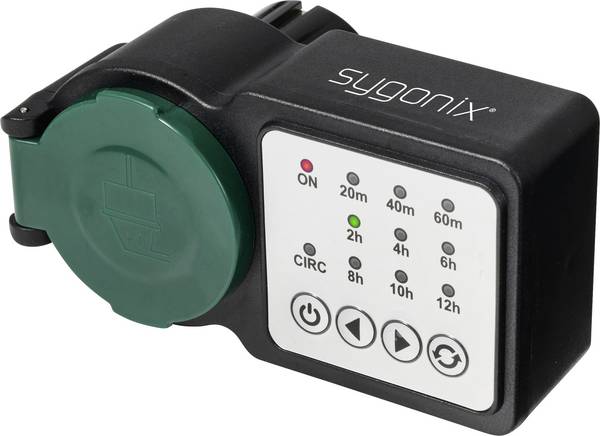 Sygonix SY-6786456 Cowntdown timer Analoog  Dagprogramma  3680 W IP44 Continubedrijf, Countdown-functie, START/STOP functie