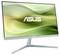 Een moderne ASUS-computermonitor met een smal frame en een groene, golvende achtergrond op het scherm.