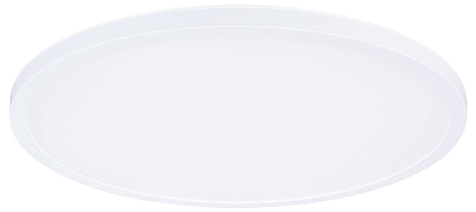 Witte, ronde plafondlamp met een eenvoudig, modern design.