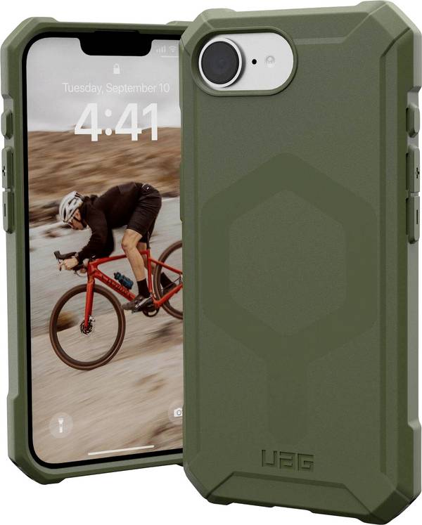 Urban Armor Gear Essential Armor Outdoor telefoonhoes Apple iPhone 17e, iPhone 16e Vaal olijf-bruin Inductieve lading, MagSafe compatible, Stootbestendig