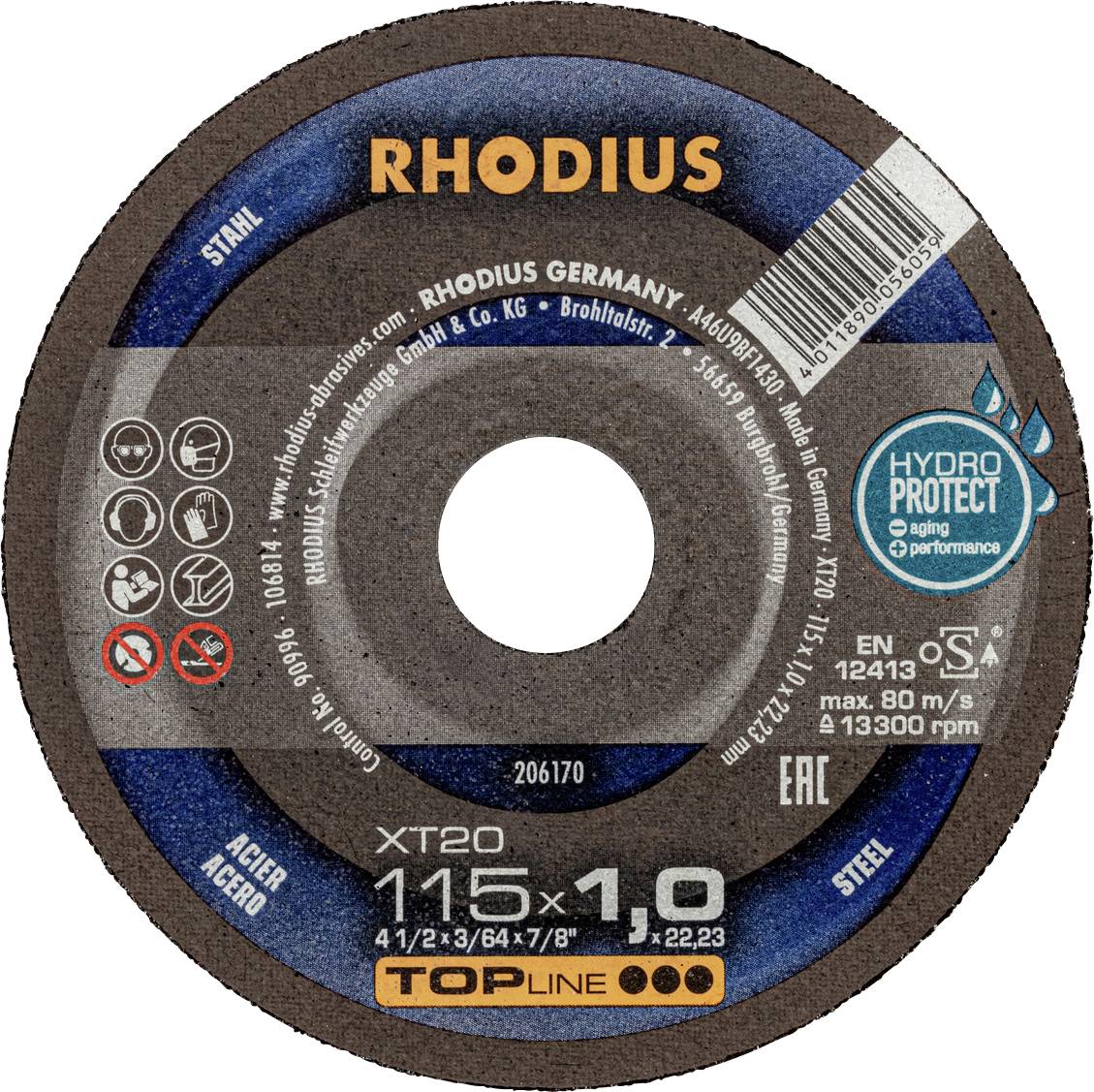 Rhodius 206170 Doorslijpschijf recht 115 mm 1 stuk(s) Staal