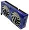 Een blauwe videokaart met twee ventilatoren en de opschriften 'Sparkle' en 'Intel Arc'.