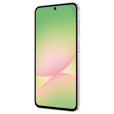 Smartphone in zijdelingse weergave met afgeronde hoeken en een groot display. Het scherm toont een kleurrijk, wazig achtergrondbeeld.