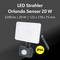 LED-schijnwerper 'Orlando Sensor 20 W', 2200 lm, formaat 122 x 178 x 75 mm, IP44, toont product met vierkant design en bewegingssensor.
