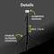 'Details': LED-lamp op stabieve, opvouwbare statief voet, in aluminium behuizing, maximale hoogte 1,54 m.