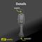 Handlamp met handgreep en haak bovenaan, magneet onderaan. Tekst: 'Details', Merk: 'GO Workz'.