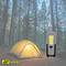 Tent in het bos schijnt bij schemering. Zaklamp ernaast. Tekst 'GO workz' links onderaan. Sfeer: Avontuur en natuur.