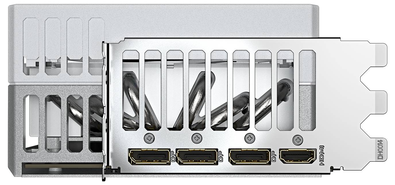 Vier HDMI-poorten op een computeruitbreidingskaart in een pc-behuizing, geschikt voor multimediaverbindingen.