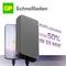 Smartphone met snellader die 'Opladen van 50% in 35 min' belooft. GP-logo linksboven.