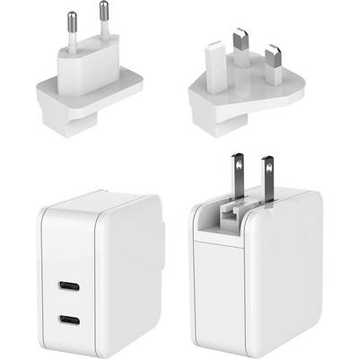 Dehner Elektronik XYPD65CC-ZUZ GaN US foldable with Plug-Set EU/UK white 2xUSB-C AC/DC desktop- en stekkernetvoeding 65 -0