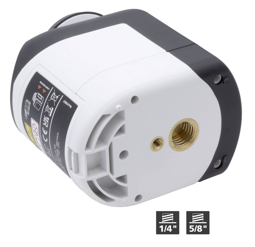 Elektrische pomp met twee schroefdraadaansluitingen in maten '1/4"' en '5/8"'.