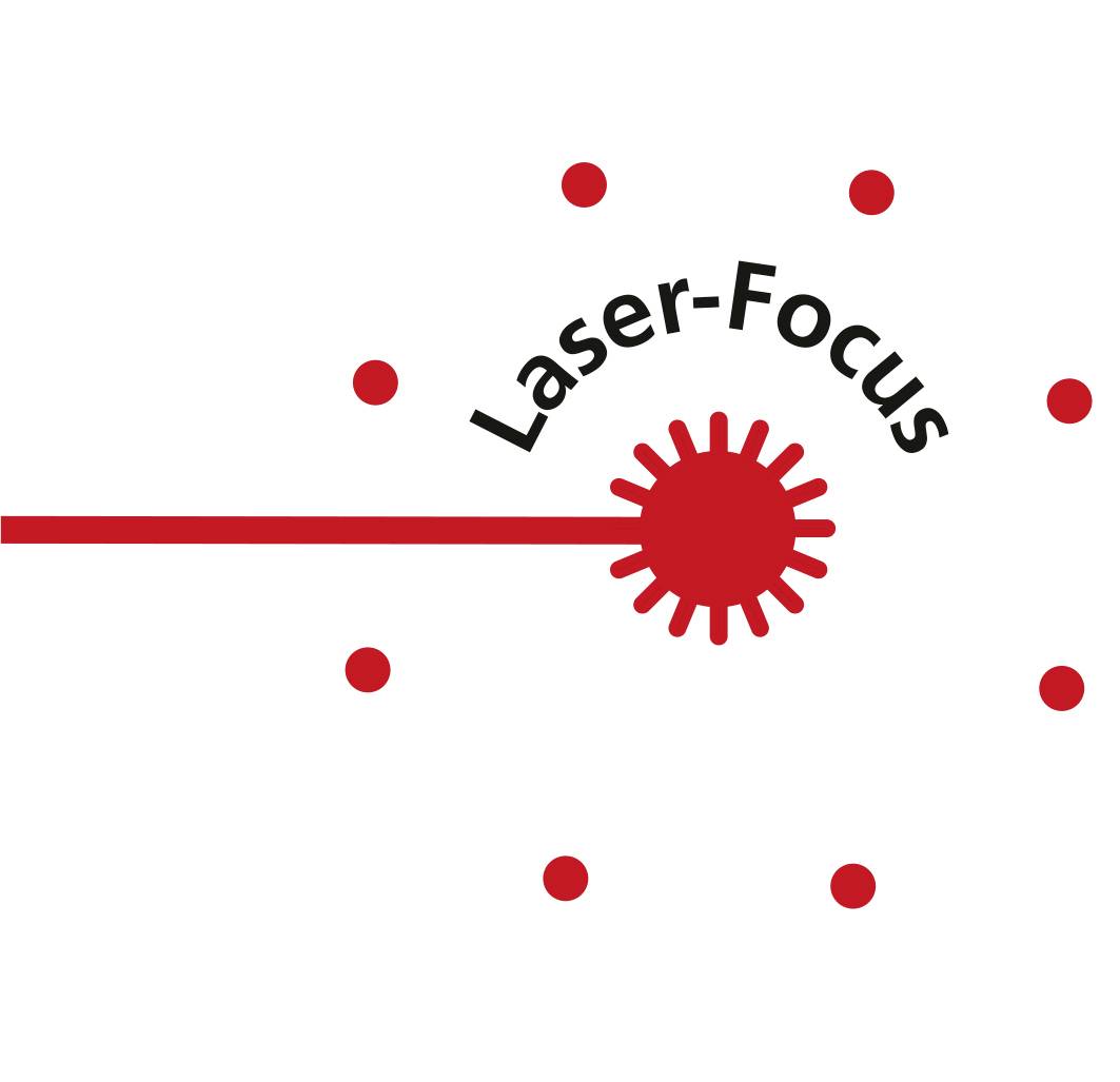 'Laser-Focus' met rode punten en stralen die concentratie of gerichte precisie symboliseren.