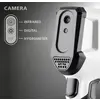 Een camera met infrarood- en hygrometerfuncties wordt weergegeven op een grijze achtergrondoppervlakte.