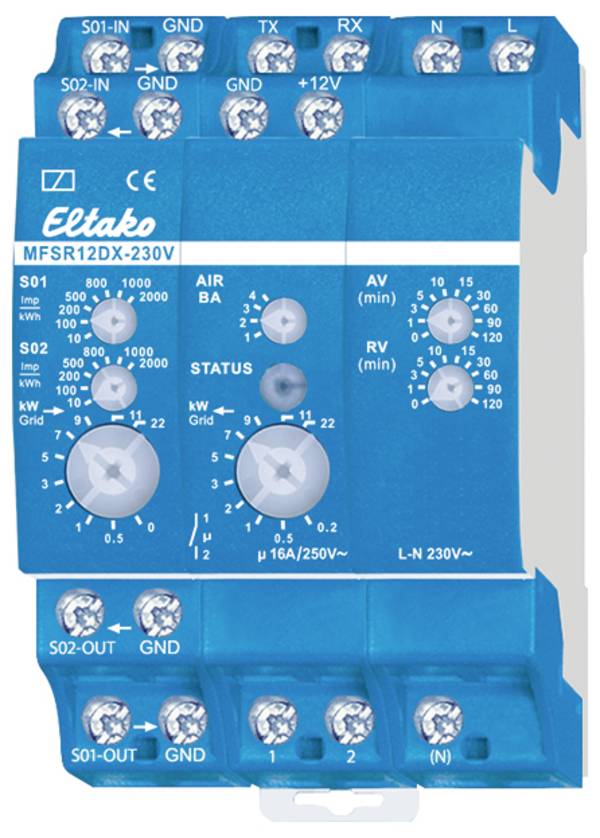Eltako 22100530 MFSR12DX-230V Multifunctioneel stroomrelais Multifunctioneel 230 V/AC 1 stuk(s) Tijdsduur: 0.1 - 14400 s 1x NO Piece