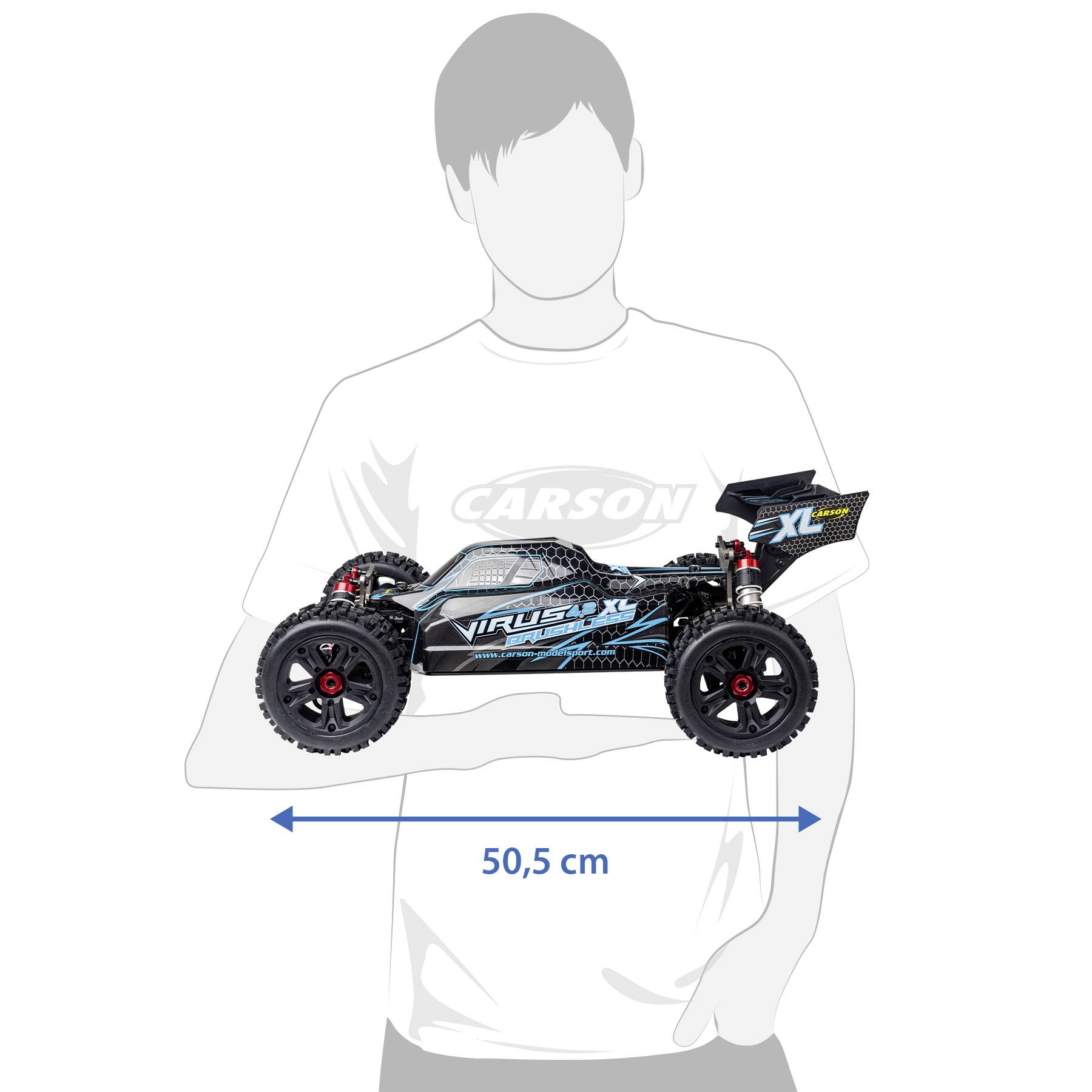 Carson Modellsport Virus 4.2 XL Zwart, Turquoise 1:8 RC auto Elektro Buggy 100% RTR 2,4 GHz Incl. accu, oplader en batte-6