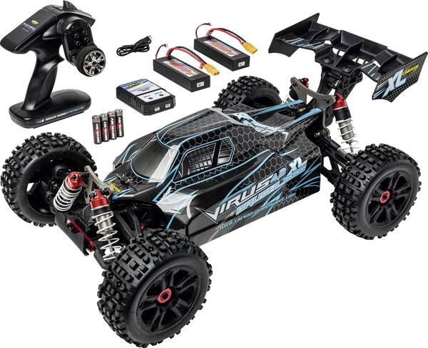 Carson Modellsport Virus 4.2 XL Zwart, Turquoise  1:8 RC auto Elektro Buggy  100% RTR 2,4 GHz Incl. accu, oplader en batterijen voor de zender
