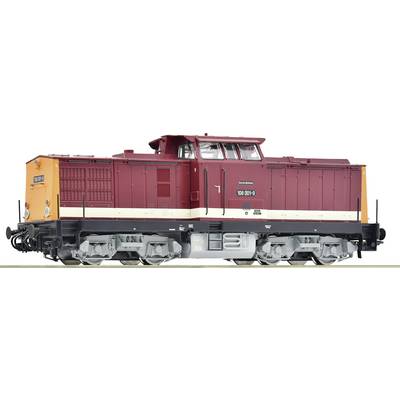 Rode model van een diesellocomotief van de Deutsche Reichsbahn met het nummer 110 001-0, gedetailleerd weergegeven op een witte achtergrond.