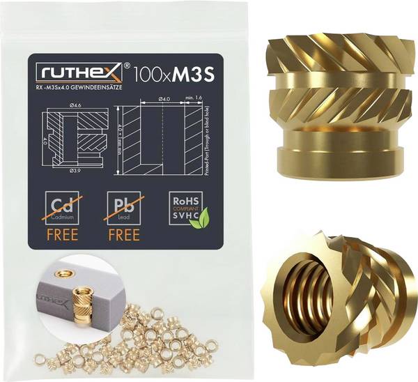 ruthex Schroefdraadinzet Geschikt voor: PLA-geschikte apparaten RX-M3Sx4.0 GE-M3Sx40-002