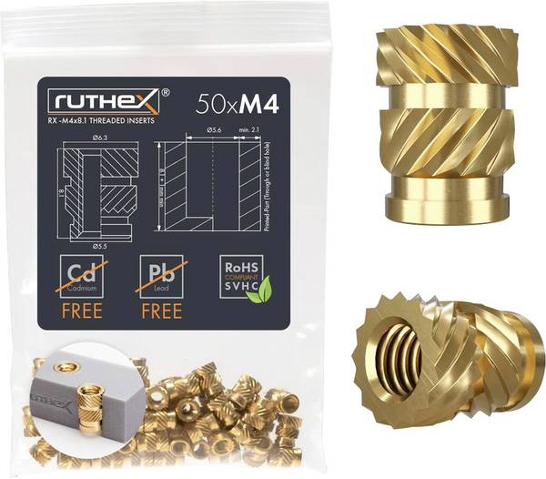 ruthex Schroefdraadinzet Geschikt voor: PLA-geschikte apparaten, ABS-geschikte apparaten RX- M4x8.1 GE-M4x81-001