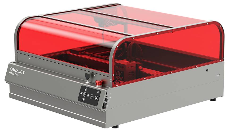 Een 3D-printer met een rode behuizing, die wordt gebruikt om objecten te vervaardigen op basis van digitaal ontwerp.