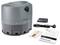 Muntentelmachine en -sorteerder met vier muntenvakken. Bevat gebruiksaanwijzing, reinigingsborstel, netsnoer en garantiekaart.