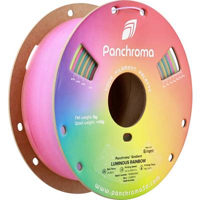 Spoel met 3D-printer filament in regenboogkleuren, merknaam 'Panchroma', gewicht 1 kg.