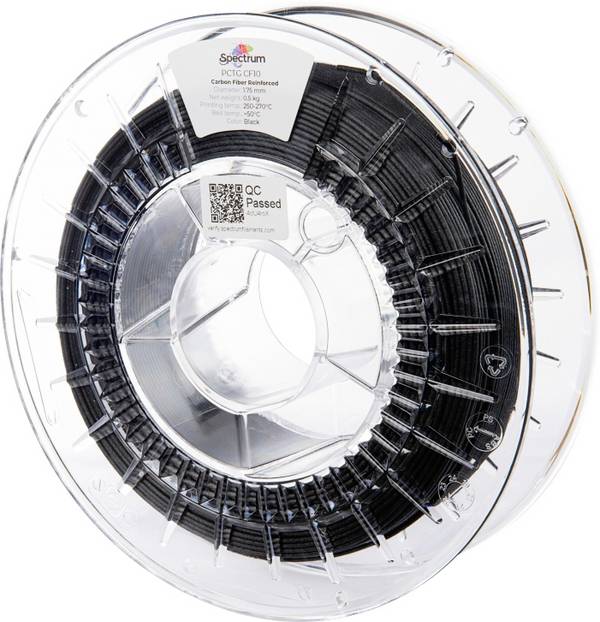 Spectrum Filaments 80727 PCTG CF10 Filament PCTG+CF Koolstofvezelversterkt, Hoge stijfheid, Hoge treksterkte, Chemisch bestendig, Mat 1.75 mm 500 g Zwart  1 stuk(s)