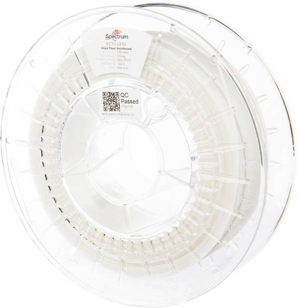 Spectrum Filaments 80728 PCTG GF10 Filament PCTG+GF Glasvezelversterkt, Hoge stijfheid, Hoge treksterkte, Chemisch bestendig 1.75 mm 500 g Naturel  1 stuk(s)