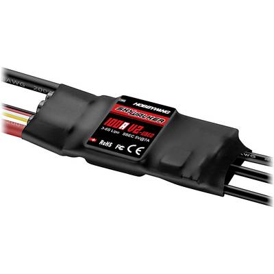 Een elektronische snelheidsregelaar met de aanduiding '100A V2', geschikt voor 3-6S LiPo-accu's, met S-BEC 5V/8A van Hobbywing.