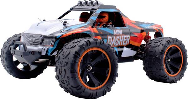 MODSTER Mini Dasher Blauw, Rood Brushed 1:14 RC auto Elektro Monstertruck 4WD RTR 2,4 GHz Incl. accu en laadkabel