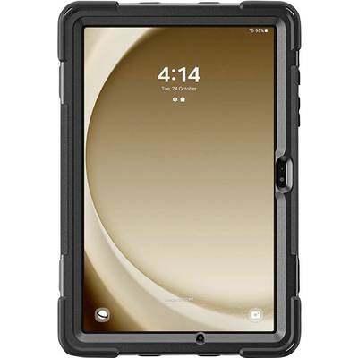 Tablet-scherm met zwarte behuizing toont vergrendelingsscherm. Tijd: 4:14. Datum: Dinsdag, 24 oktober. Accuniveau zichtbaar.